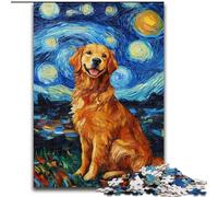 Puzzle Chien Nuit Étoilée pour Adultes 1000 Pièces, Jouets de Jeu Stimulants Décoration Murale Cadeaux d'anniversaire et de Noël Uniques (26x38cm)