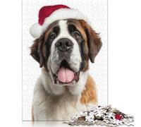 Puzzle Chien Saint-Bernard Coiffé d'un Bonnet de Père Noël, Jeux Éducatifs, Activités Familiales, Puzzle en Carton de Qualité Supérieure, Cadeau de Noël, 1000 Pièces (75x50cm)