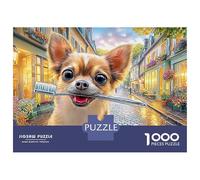Puzzle Chihuahua 1000 pièces, Motif Rue ensoleillée, en Carton recyclé, pour Une activité familiale Anti-Stress, Loisirs à la Maison, Passe-Temps d'intérieur, 52 x 38 cm / 1000 pièces