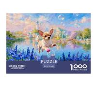 Puzzle Chihuahua 1000 Pièces pour Adultes Et Enfants, Défi Ludique Et Familial, Casse-tête Château et Buisson Fleuri, Home Decor, Cadeau Enfant 70x50cm/1000pcs
