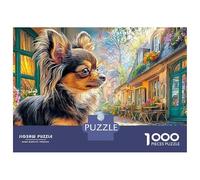Puzzle Chihuahua 1000 pièces Rue pavée, Support, Carton sans poussière, Niveau avancé, Cadeau d'anniversaire, activité d'intérieur pour Les Jours de Pluie, 52 x 38 cm / 1000 pièces