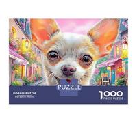 Puzzle Chihuahua 1000 pièces Village de Fleurs Sourire Finition Mate pour Adolescents et Joueurs confirmés Idéal pour Les Jours de Pluie Loisirs d'intérieur 38x26cm/1000 pièces