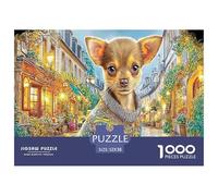 Puzzle Chihuahua 1000pcs Chiot en Pull tricoté coloré, Jeu éducatif et décompressant pour Adultes et Adolescents, 52x38 cm/1000pcs