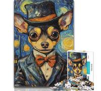 Puzzle Chihuahua Ciel Nocturne 1000 Pièces pour Adultes et Adolescents, Jeu de Famille Stimulant avec Pièces de Formes Aléatoires Entièrement Emboîtables 50x75cm