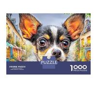 Puzzle Chihuahua Premium 1000 pièces « Regard de Rue Sombre » pour Adultes, Puzzle d'art encadrable, Finition Mate, Carton, Anti-Stress, Loisirs à Domicile, 1000 pièces, 38 x 26 cm