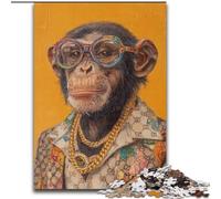 Puzzle chimpanzé 1000 pièces pour Adultes, en Bois, idéal pour Les Adolescents et Les familles, idéal comme Cadeau de Noël, Taille 50x75cm