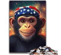 Puzzle chimpanzé Drapeau américain 2000 pièces pour Adultes et Adolescents, Anti-Stress, défi Difficile, décoration d'intérieur Unique et Cadeaux (70x100cm)