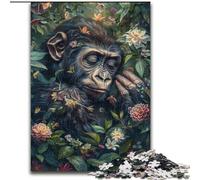 Puzzle chimpanzé Floral 1000 pièces pour Adultes et Adolescents, à Assembler soi-même, à Offrir en Cadeau à Toute la Famille, adapté aux Enfants de 14 Ans et Plus (50x75cm)