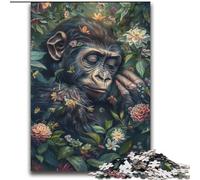 Puzzle chimpanzé Floral pour Adolescents 2000 pièces, Jeux Amusants, décoration Murale, Cadeaux d'anniversaire et de Noël Uniques (70x100cm)