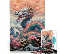 Puzzle Chinois Sakura Dragon, 1000 pièces, Difficile, pour Adultes améliore la mémoire, détend l'esprit, Bords Nets, Cadeau élégant (38x26cm)