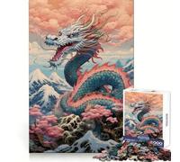 Puzzle Chinois Sakura Dragon 1000 pièces pour Adultes, Jeu d'exercice Mental, détente, découpe de précision, Cadeau élégant (50x75cm)