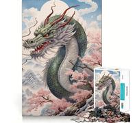 Puzzle Chinois Sakura Dragon 1000 pièces pour Adultes, Jeu intellectuel, détente et Calme, découpe précise, pour Les vœux du Père Noël (38x26cm)