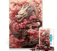 Puzzle Chinois Sakura Dragon 1000 pièces pour Adultes Stimule la mémoire Amusant et décontracté Bords Nets Cadeau Classique (50x75cm)