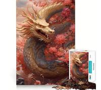 Puzzle Chinois Sakura Dragon 1000 pièces pour Adultes Stimule la mémoire Amusant et décontracté Bords Nets Cadeau Classique (38x52cm)