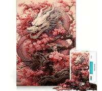 Puzzle Chinois Sakura Dragon pour Adolescents, 1000 pièces, Jeu de réflexion, évasion apaisante, Bords précis, Cadeau Exceptionnel (38x52cm)