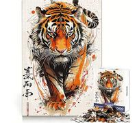 Puzzle Chinois Tigre pour Adolescents, 1000 pièces, Jeu de logique Transparent, Divertissement paisible, découpe Parfaite, Surprise chaleureuse 38x26cm