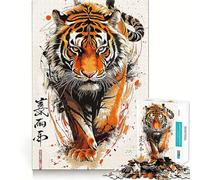 Puzzle Chinois Tigre pour Adolescents, 1000 pièces, Jeu de logique Transparent, Divertissement paisible, découpe Parfaite, Surprise chaleureuse 38x26cm