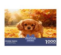 Puzzle Chiot 1000 Pièces pour Adultes Et Enfants, Jeu De Société Convivial, Casse-tête Herbe aux Feuilles d'automne, Home Decor, Cadeau Enfant 38x26cm/1000pcs