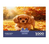 Puzzle Chiot 1000 Pièces pour Adultes Et Enfants, Jeu De Société Convivial, Casse-tête Herbe aux Feuilles d'automne, Décoration Intérieure, Cadeau Famille 70x50cm/1000pcs