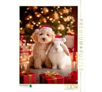 Puzzle · Chiot et Lapin - Ange de Noël | Les meilleurs amis du monde · 2000 pièces · Format assemblé 90 × 67 cm · CALVENDO Puzzle