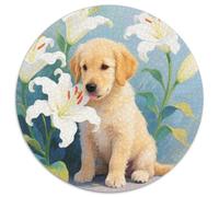 Puzzle Chiot Golden Retriever 1000 Pièces pour Adultes Et Enfants, Jeu ÉduChatif, Casse-tête Fleurs de Lis, DéCoration, Idée Cadeau 1000pcs (67.5x67.5cm)