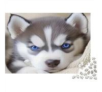 Puzzle Chiot Husky Gros Plan 1000 pièces 38x26cm Papier recyclé pour Adultes Jeu éducatif Apprentissage Familial Déco intérieur Hommes et Femmes