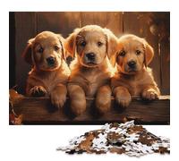 Puzzle Chiots Labrador Jaune 500 Pièces pour Adultes Puzzles en Bois Puzzles Amusants en Famille Puzzles 500pcs (52x38cm)