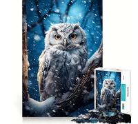Puzzle Chouette Blanche dans la Neige 1000 Pièces Jeu Cognitif Amusant Découpe de Haute Précision Cadeau Unique Anti-Stress (38x52cm)