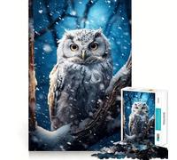 Puzzle Chouette Blanche dans la Neige 1000 Pièces Jeu de Réflexion Assemblage Stable Pièces Ne Déplaçant Pas de Déplacement Passe-Temps Agréable pour Les Longs Week-Ends (38x26cm)