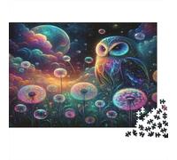 Puzzle Chouette Colorée 1000 pièces 52x38cm Papier recy dultes Puzzle Fantaisie Bulles Défi Difficile Décompression Cadeau présent Amusant Idée Cadeau