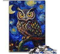 Puzzle Chouette du Ciel Nocturne pour Adolescents 1000 Pièces, Jeu de Famille Stimulant avec Affiche et Fiche de Trivia Assorties 26x38cm