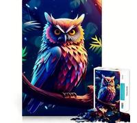 Puzzle Chouette Incroyable pour Adultes 1000 Pièces Jeu de Concentration Mentale Découpe Laser de Qualité Supérieure Activité Familiale Amusante en Soirée (38x26cm)