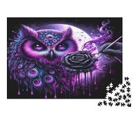 Puzzle Chouette Mystique Rose Noire 1000p 38x26cm Papier Recy dulte Défi Difficile Décompression Décoration Grand Cadeau