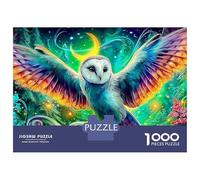 Puzzle Chouette Psychédélique Colorée 1000 Pièces Puzzle Psychédélique Coloré Impossible Amusez-Vous en Apprenant Carton 100% Recyclé pour Adultes & Enfants, 14 Ans et Plus 70x50cm/1000pcs