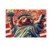 Puzzle Chow Chow Chow Dog du 4 juillet pour adultes - 300 pièces - Puzzles en bois vintage pour anniversaire de 250 ans, décoration patriotique pour divertissement à domicile