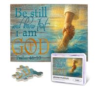 Puzzle chrétien en bois de 500 pièces pour adultes - « Be Still and Know », verset de la Bible de Jésus, cadeau inspirant pour les familles chrétiennes, décoration d'intérieur et défi spirituel