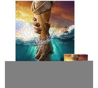 Puzzle chrétien - Game en bois à main du Messie, décoration murale de foi | Art de puzzle biblique avec la paume tendue de Dieu, jouet spirituel en bois pour amis, salon, coin d'adoration, tablette de