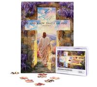 Puzzle chrétien pour adultes de 500 pièces Be Still and Know That I Am God - Puzzle inspirant Jésus Croix Agneau en bois - Puzzle religieux pour la famille et les amis - Activités amusantes