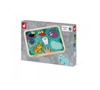 Janod - Chunky Puzzle en Bois Jungle - 7 Pièces - Découvrir les Animaux de la Jungle - Partenariat WWF - Peint à l'Eau et Certifié FSC - Dès 18 Mois, J08621