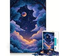 Puzzle Ciel Nocturne à Travers Les Arbres pour Adolescents 1000 Pièces Jeu Intellectuel Amusant d'Intérieur Découpe de Qualité Cadeau Créatif (38x52cm)
