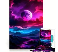 Puzzle Ciel Nocturne Néon pour Adolescents 1000 Pièces Jeu de Logique Jeu de Précision Découpe Cadeau Exquis (38x52cm)