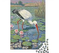 Puzzle Cigogne 1000 Pièces en Bois pour Adultes Enfants Jeu ÉduChatif Jeu De Défi Casse-tête Cigogne Marais Nourrissant Cadeau Famille Home Decor 1000pcs (75x50cm)