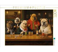 Puzzle · Cinq Chiens se tiennent au comptoir d'un Bar | Une œuvre d'art inspirée par Botero · 1000 pièces · Format assemblé 64 × 48 cm · CALVENDO Puzzle