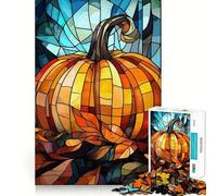 Puzzle Citrouille en vitrail pour Adolescents, 1000 pièces, Jeu de logique Robuste, Anti-Stress, Bords Transparents, Cadeau Classique 50x75cm