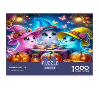 Puzzle Citrouilles Jumbie 1000 pièces Impossible et Stimulant - Trio de fantômes, Chapeaux de Sorcier et citrouilles 70x50cm