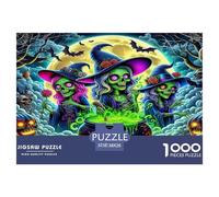 Puzzle Citrouilles Jumbie 1000 pièces Jeu Stimulant - Trio de sorcières, Chaudron et citrouilles effrayants 38x26cm