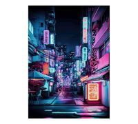 Puzzle City Neon Night, 1000 Pièces Jeu D'intérieur Adulte | 70x50cm Carton, Exercice Cérébral, Découpe Précise, Amateurs De Puzzles, Réduction Du Stress