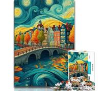 Puzzle City Under The Night Sky 1000 pièces pour Adultes Anti-Stress défi Difficile renforce l'amour Entre Couples (38x26cm)