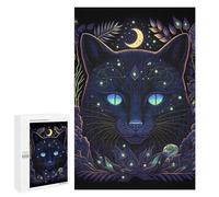 Puzzle Classique, 1000 PCS, Représentant Enchanted Night Cat Portrait, comme Loisir Apaisant pour Les Passionnés, pour Les Heures De Détente