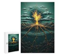 Puzzle Classique, 1000 PCS, Représentant Golden Mountains and Tree of Life Roots Poster, comme Loisir Apaisant pour Les Passionnés, pour Les Heures De Détente